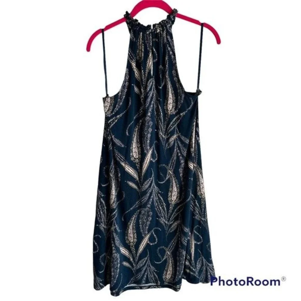 LOFT Blue Paisley High Neck Halter Swing Ladies Party Dress, S‎